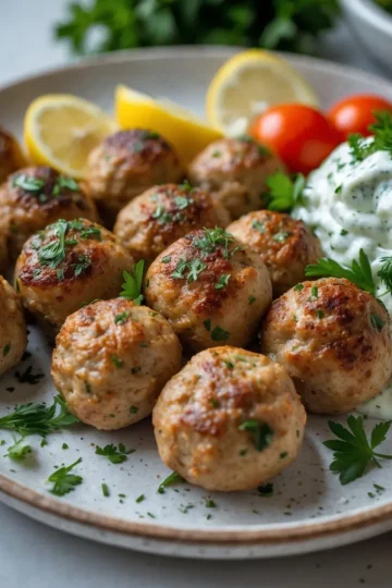 Greek Turkey Meatballs with Tzatziki