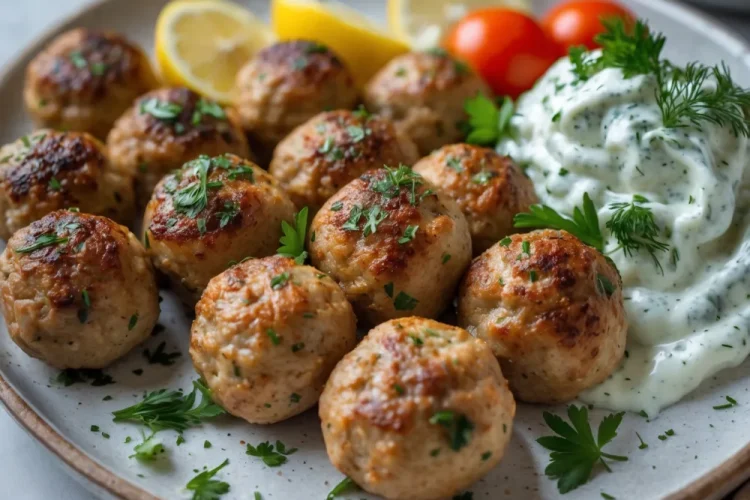 Greek Turkey Meatballs with Tzatziki