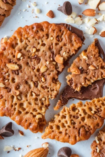Lace Cookies with Chocolate (Florentine Cookies)