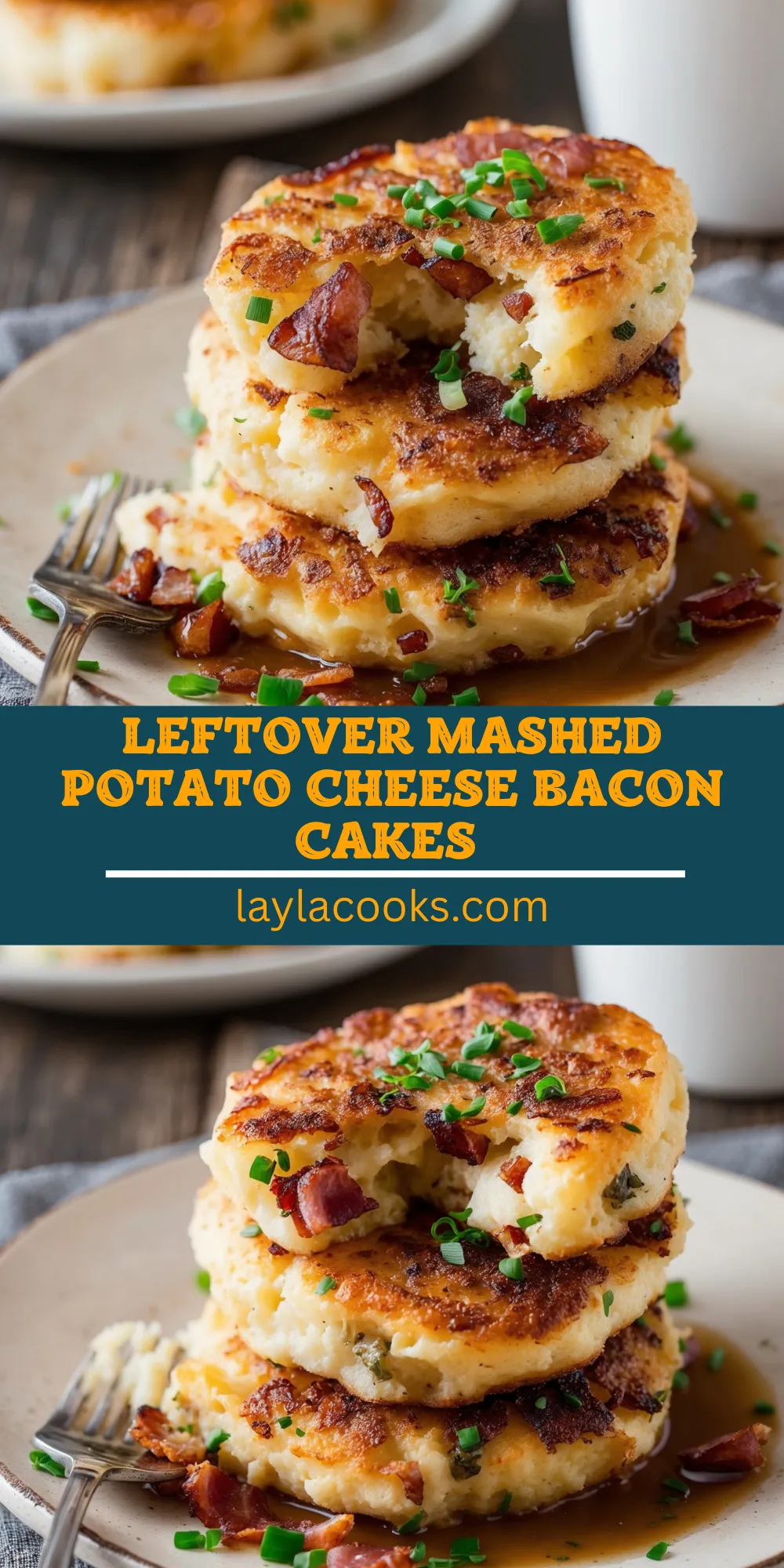 Leftover Mashed Potato Cheese Bacon Cakes