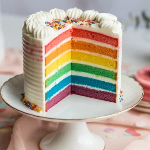 Moist Vanilla Rainbow Buttercream Cake