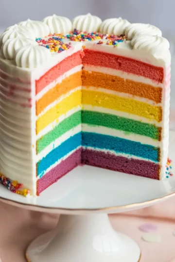Moist Vanilla Rainbow Buttercream Cake