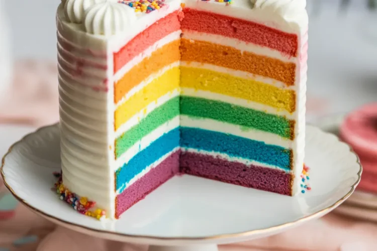 Moist Vanilla Rainbow Buttercream Cake