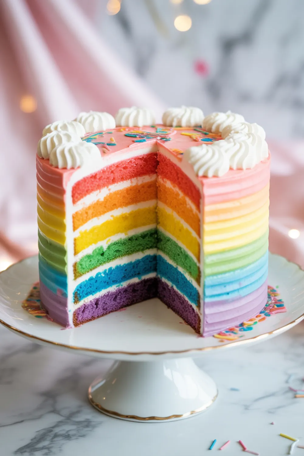Moist Vanilla Rainbow Buttercream Cake
