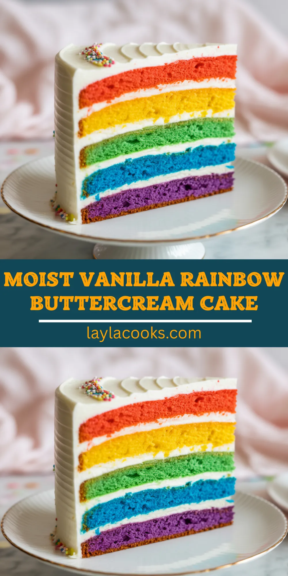 Moist Vanilla Rainbow Buttercream Cake