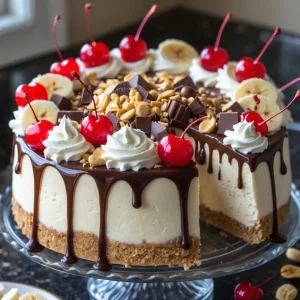 No Bake Banana Split Cheesecake