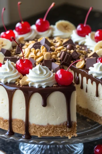 No Bake Banana Split Cheesecake