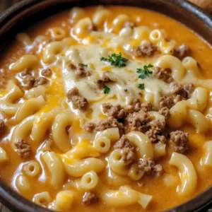 One-Pot Macaroni Cheeseburger Soup