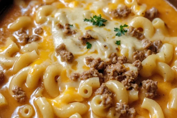One-Pot Macaroni Cheeseburger Soup