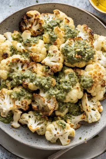 Parmesan Pesto Roasted Cauliflower