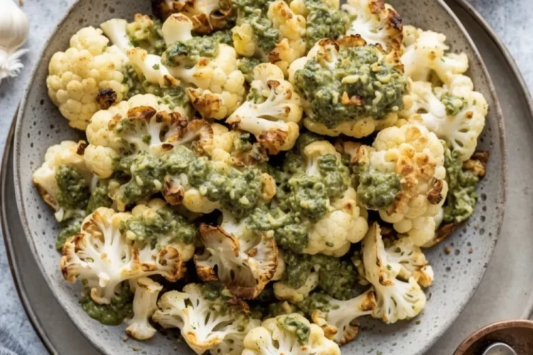 Parmesan Pesto Roasted Cauliflower