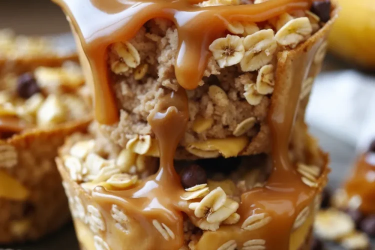 Peanut Butter Banana Baked Oatmeal Cups