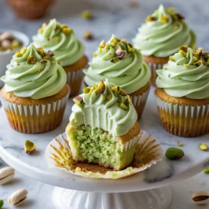 Pistachio Cupcakes with Vanilla Buttercream Frosting