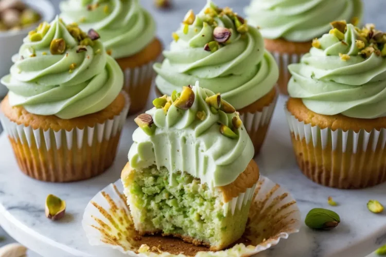 Pistachio Cupcakes with Vanilla Buttercream Frosting