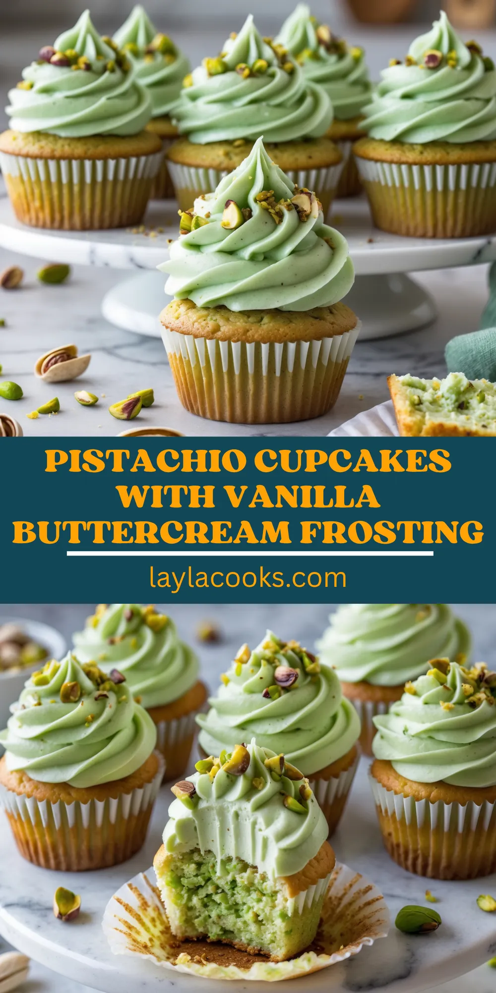 Pistachio Cupcakes with Vanilla Buttercream Frosting