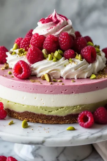 Raspberry Pistachio Cheesecake
