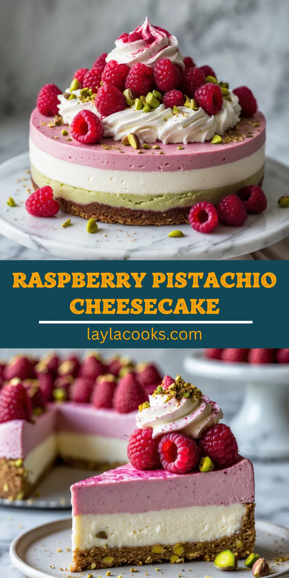 Raspberry Pistachio Cheesecake