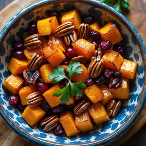 Roasted Butternut Squash with Cranberries and Pecans
