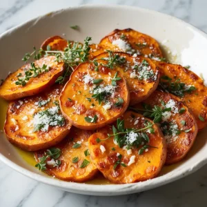Roasted Sweet Potatoes with Garlic and Parmesan
