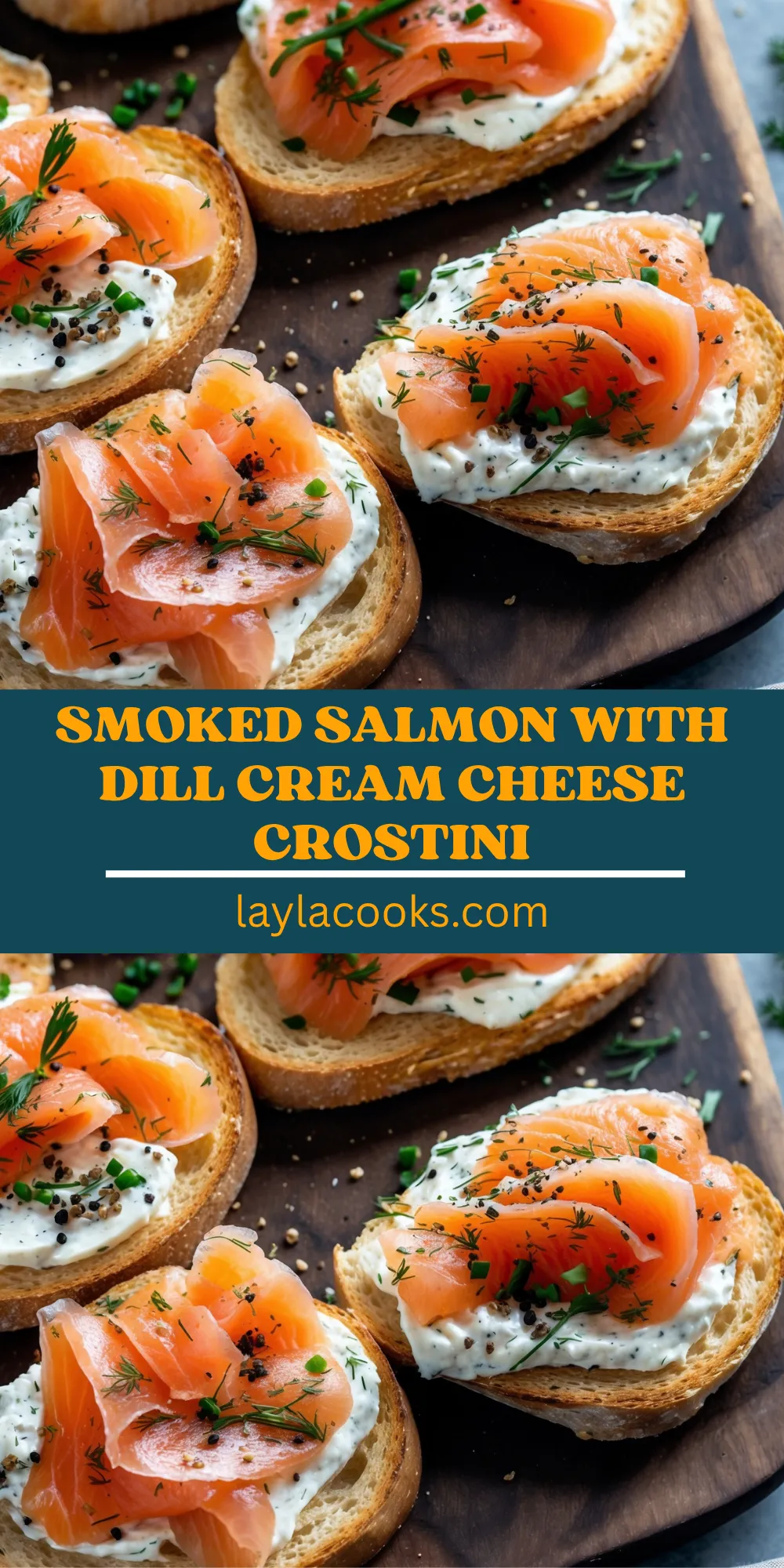 Smoked Salmon with Dill Cream Cheese Crostini