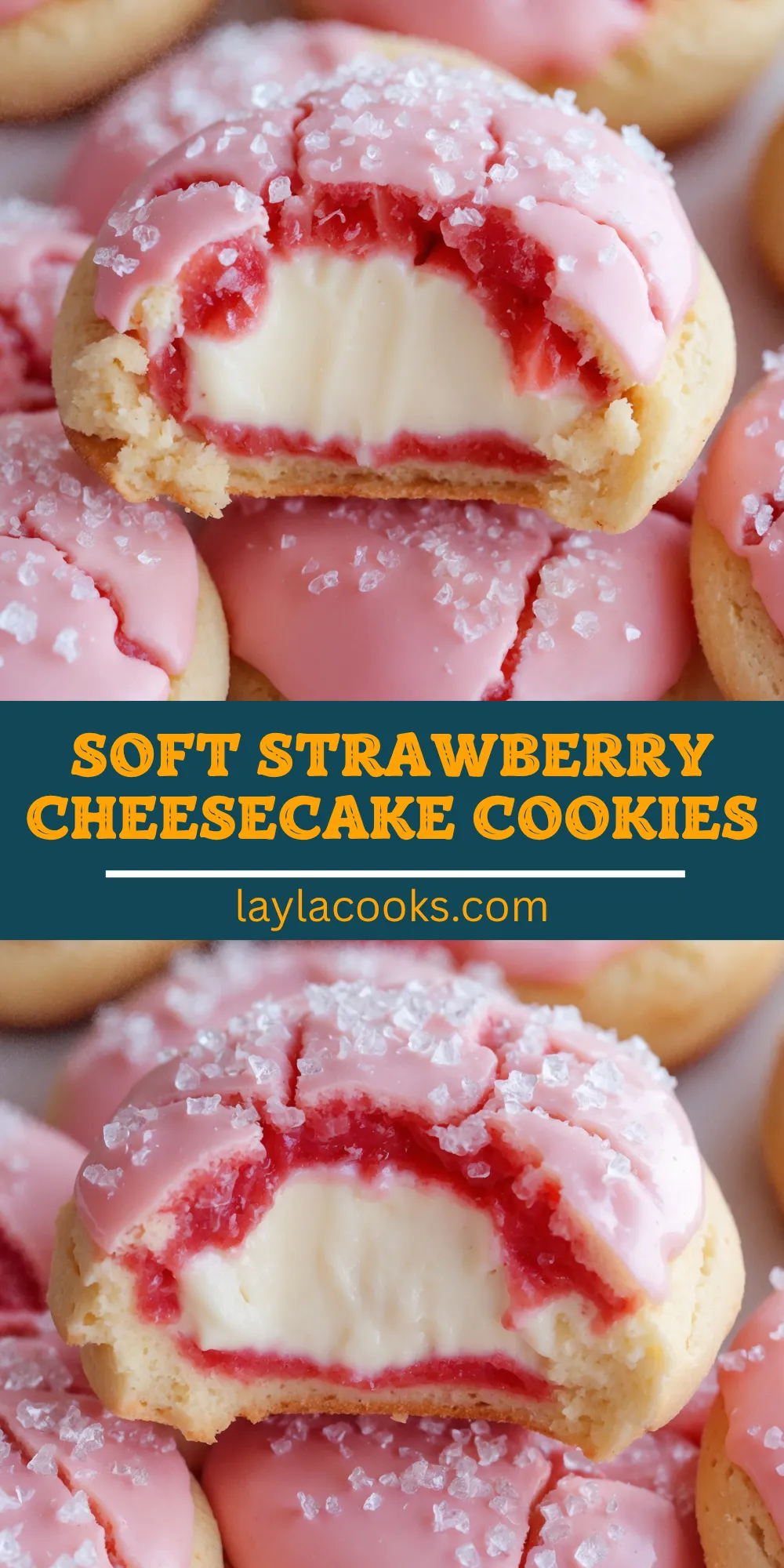 Soft Strawberry Cheesecake Cookies