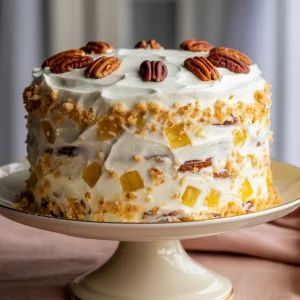 Southern Creamy Pineapple Pecan Cake
