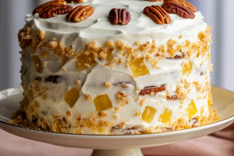Southern Creamy Pineapple Pecan Cake