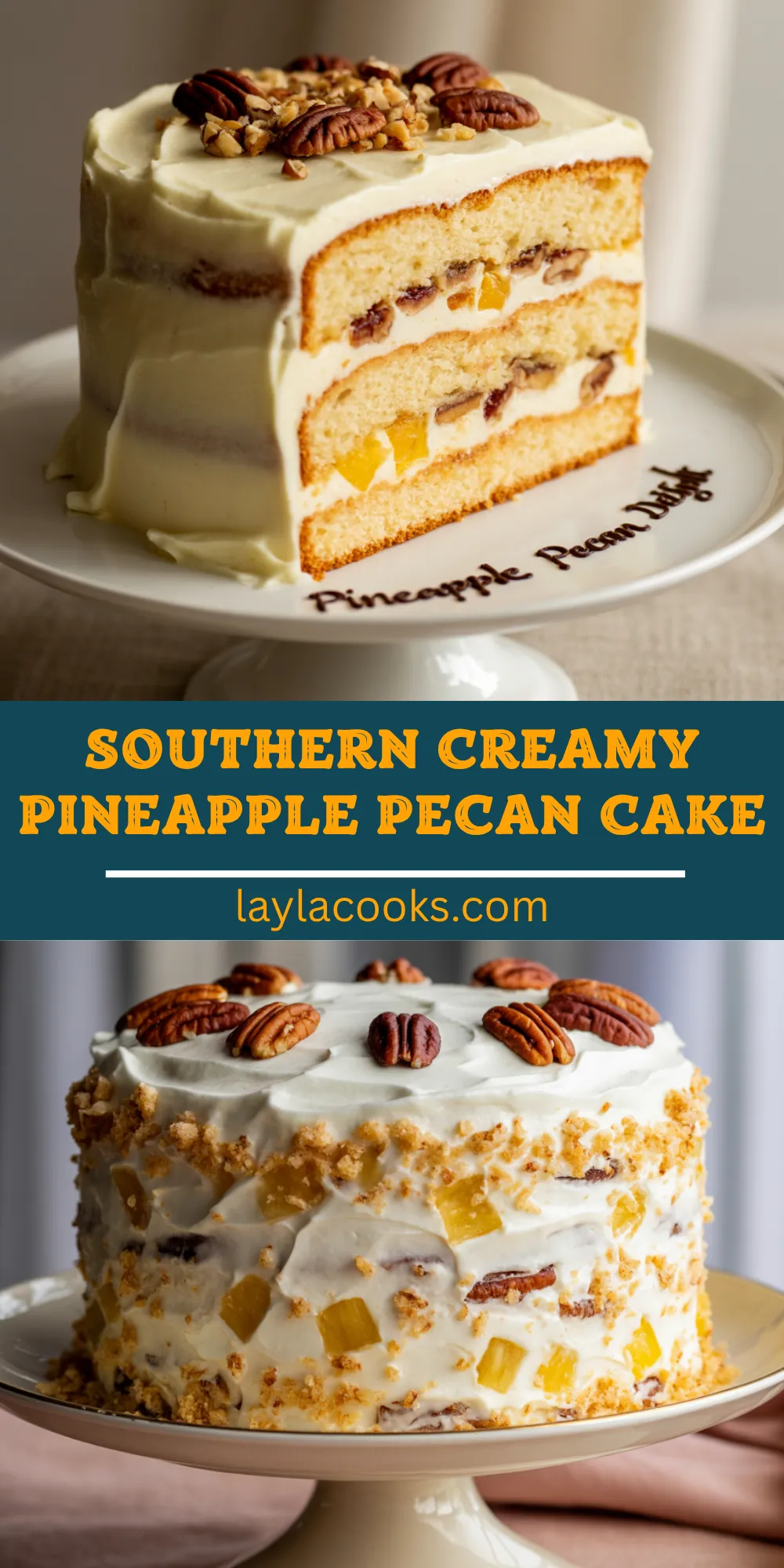 Southern Creamy Pineapple Pecan Cake