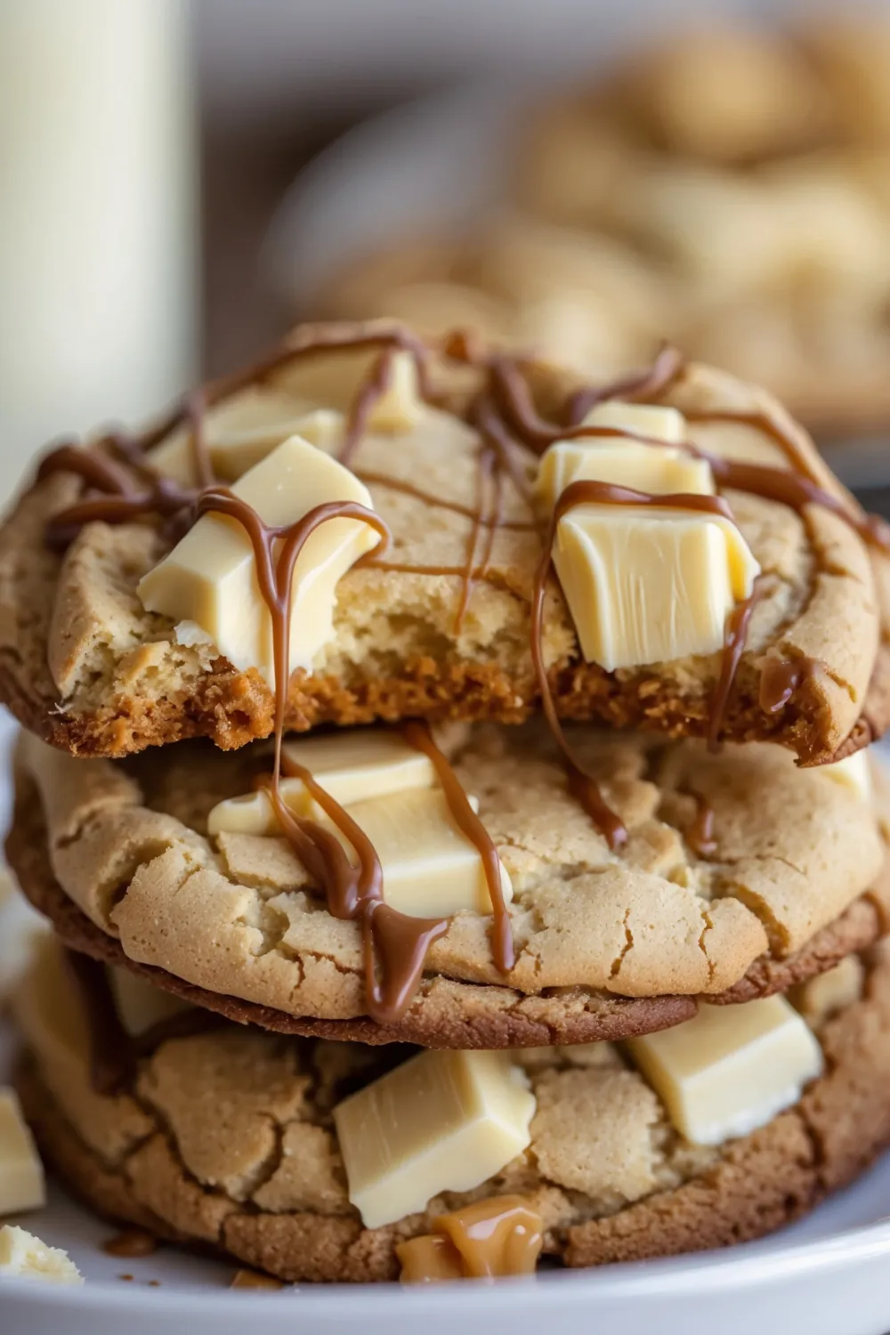 White Chocolate Caramel Drizzle Cookies 