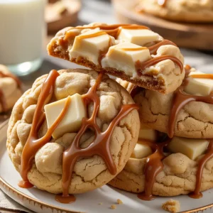 White Chocolate Caramel Drizzle Cookies