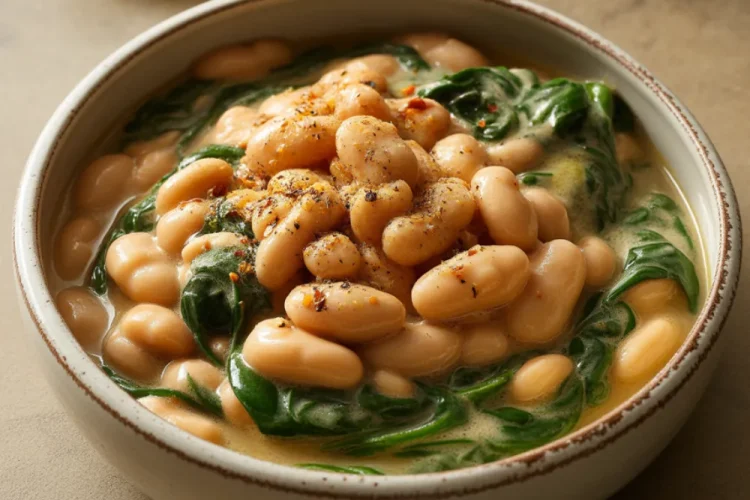Creamy Miso Butter Beans with Spinach