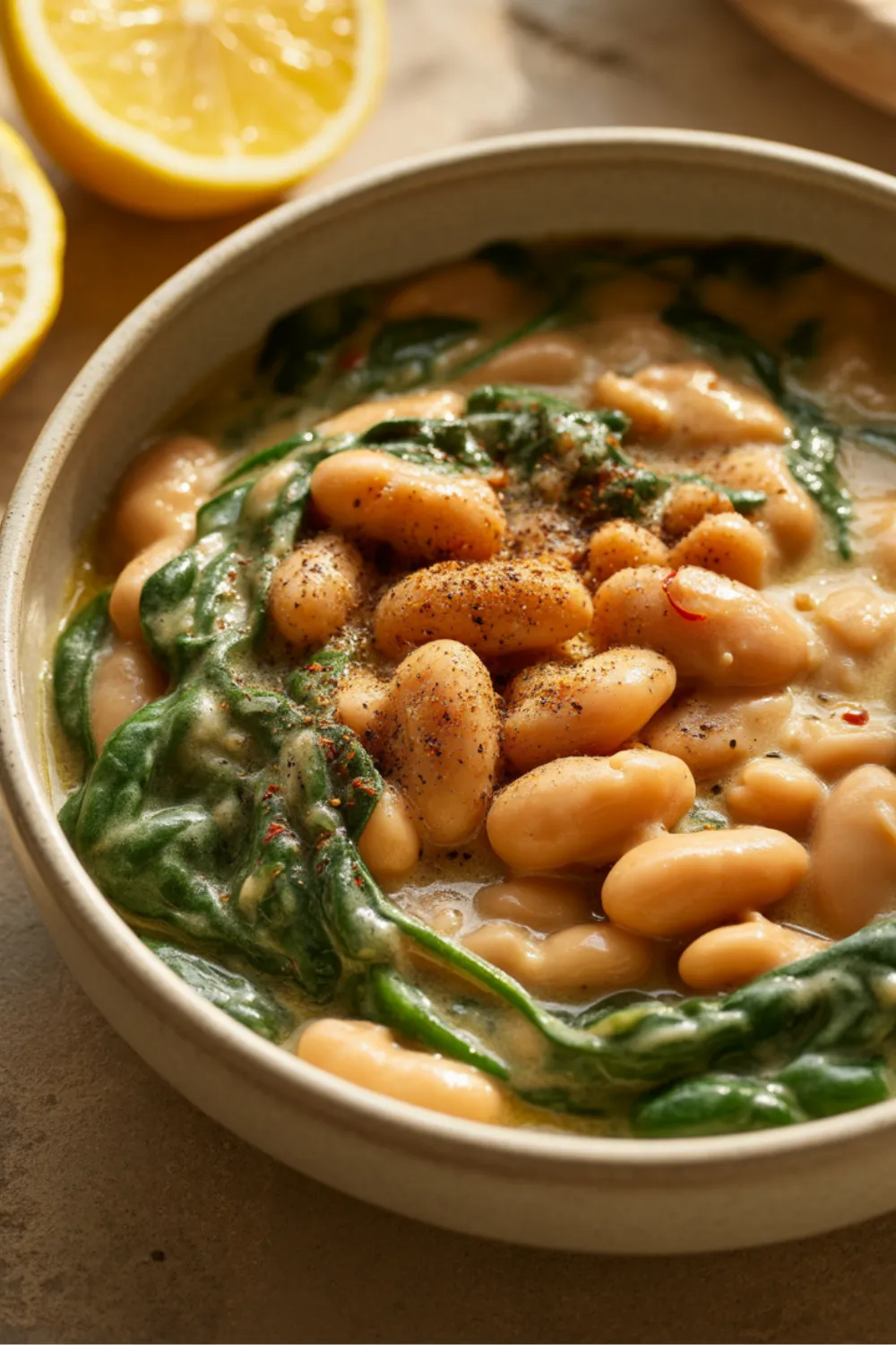 Creamy Miso Butter Beans with Spinach