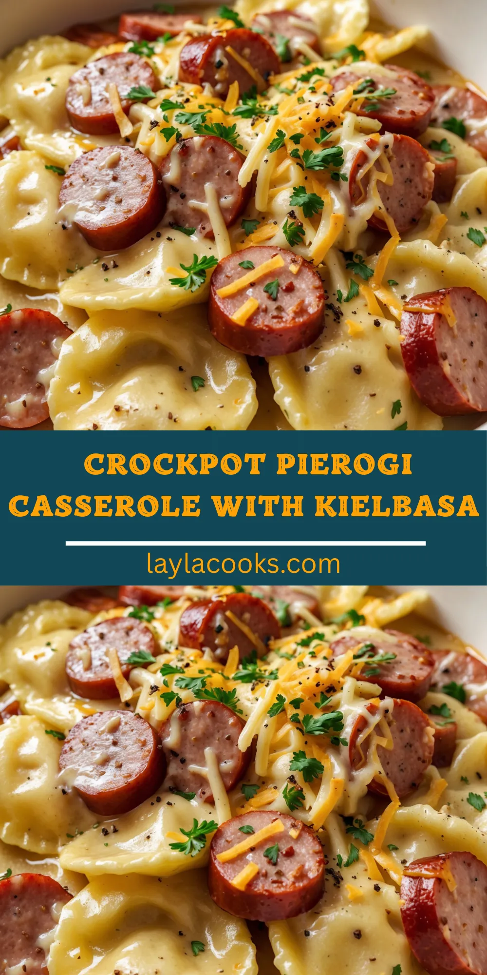 Crockpot Pierogi Casserole with Kielbasa 