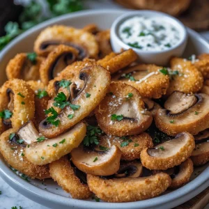 Fried Sliced Mushrooms with Ranch