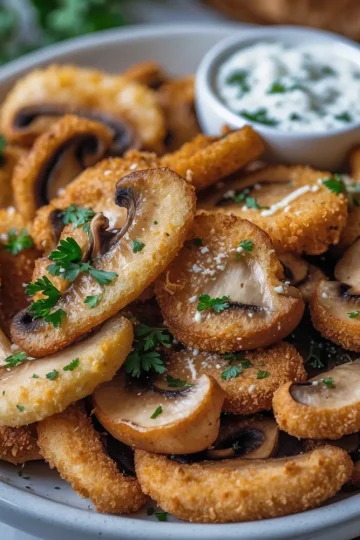 Fried Sliced Mushrooms with Ranch