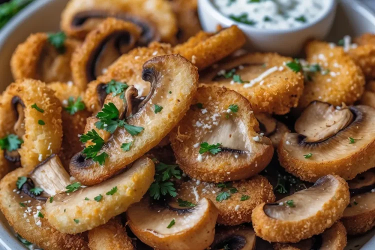 Fried Sliced Mushrooms with Ranch