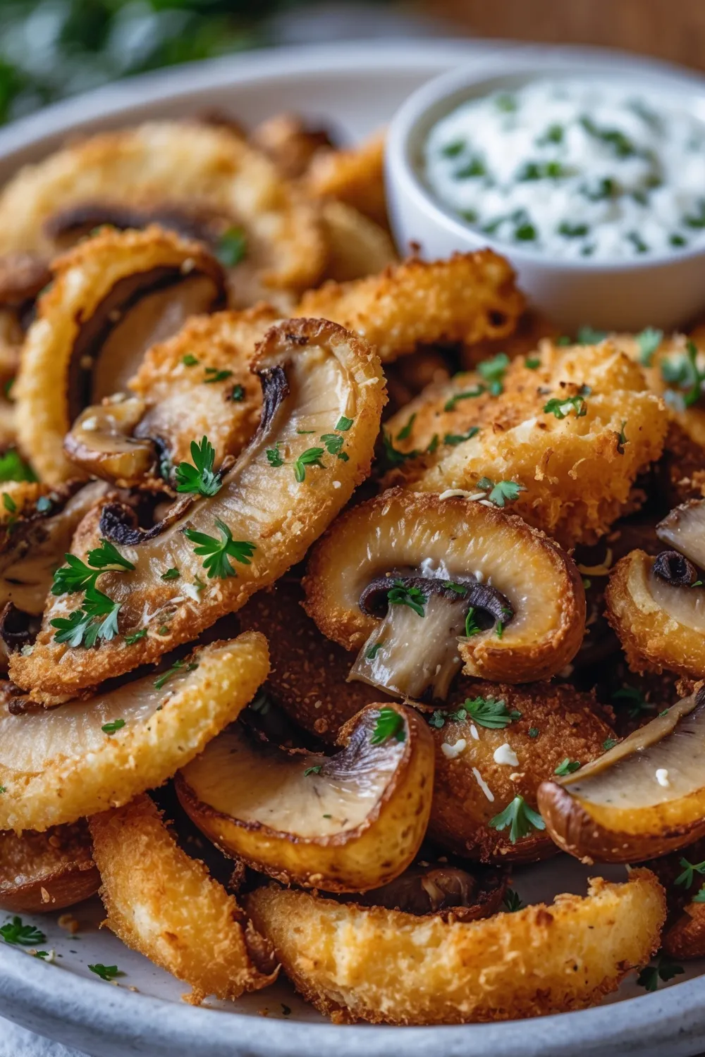 Fried Sliced Mushrooms with Ranch