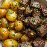 Garlic Butter Steak Bites and Potatoes