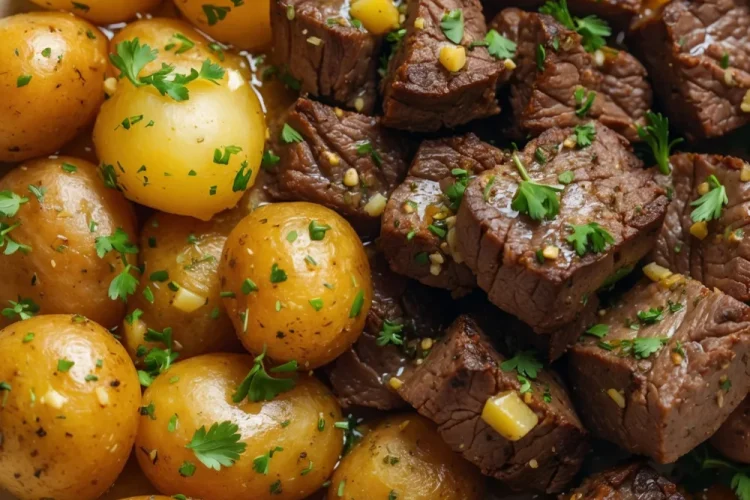 Garlic Butter Steak Bites and Potatoes