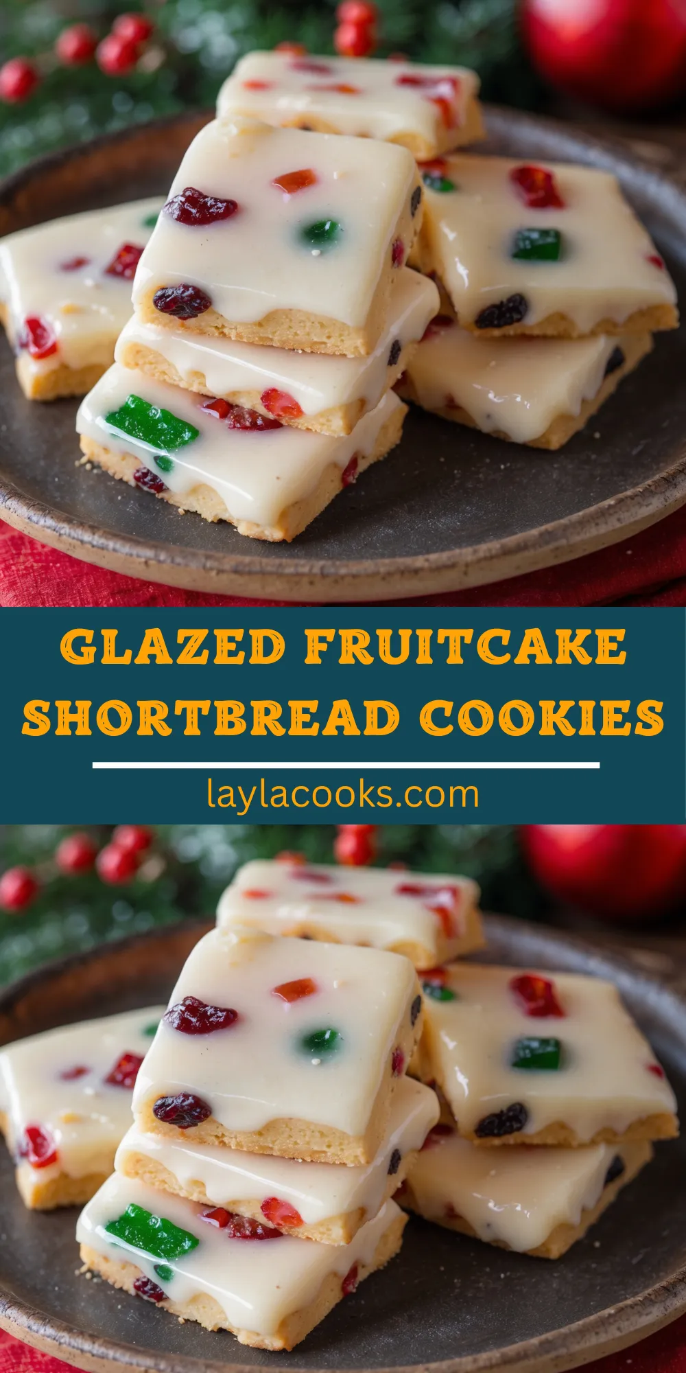  Glazed Fruitcake Shortbread Cookies