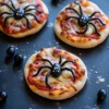 Halloween Mini Spider Pizzas