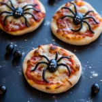 Halloween Mini Spider Pizzas