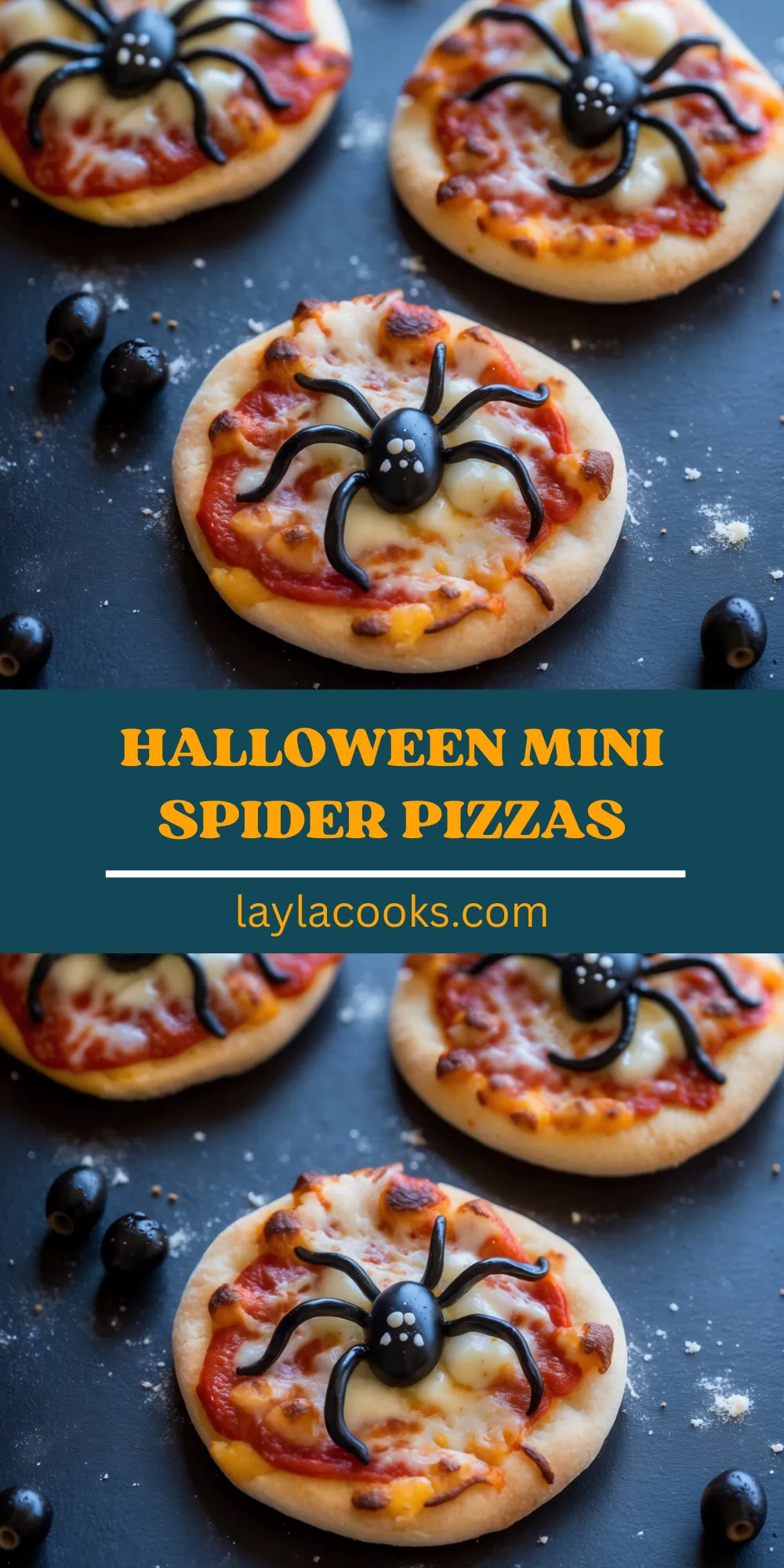 Halloween Mini Spider Pizzas