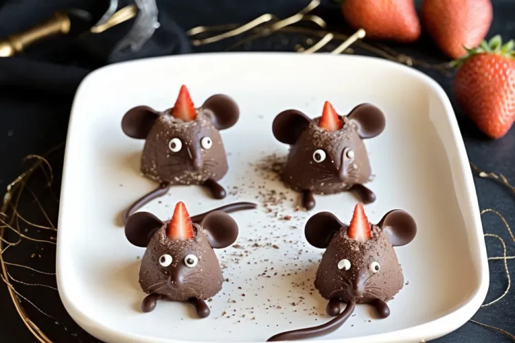 Halloween Strawberry and Chocolate Fudge Mice