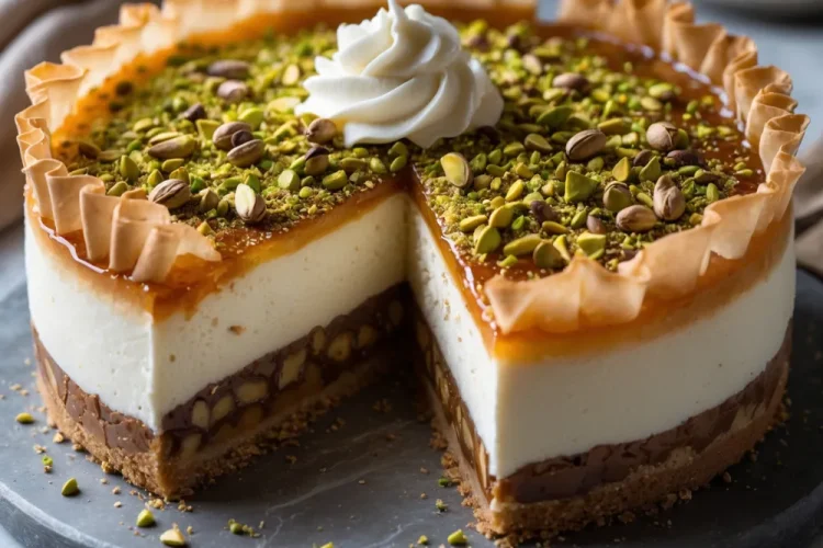 Honey Pistachio Baklava Cheesecake