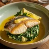 Lemon-Garlic Sea Bass with Creamed Spinach