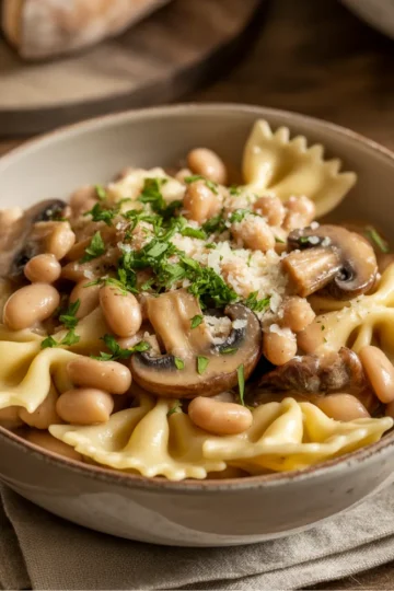 One-Pot Mushroom and White Bean Pasta