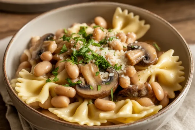 One-Pot Mushroom and White Bean Pasta
