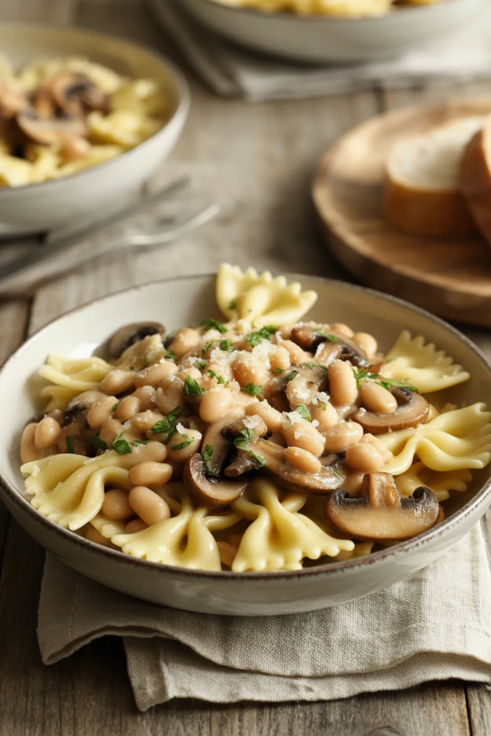 One-Pot Mushroom and White Bean Pasta