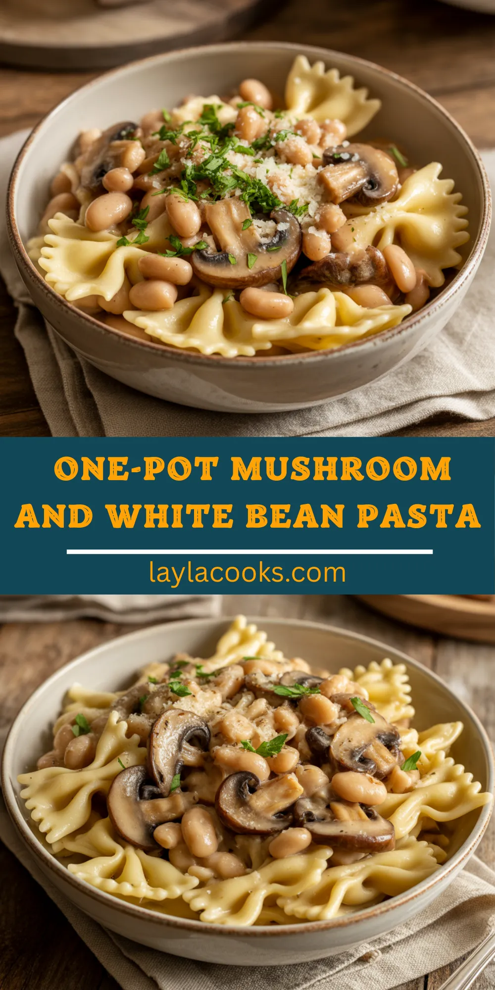 One-Pot Mushroom and White Bean Pasta